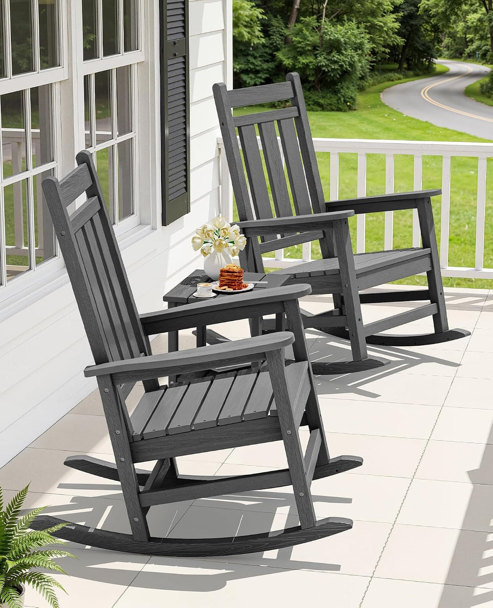 Oversized Outdoor Rocking Chair, HDPE Patio Rockers, Gray