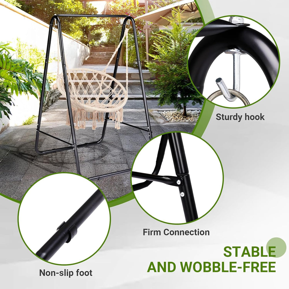 Outdoor Hammock Chair Stand, Heavy Duty A-Frame Metal Swing Stand with Powder...
