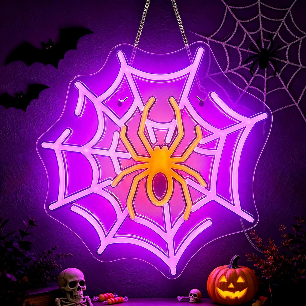 Spider Neon Signs Halloween Decorations, Anime Led Neon Lights Wall Decor
