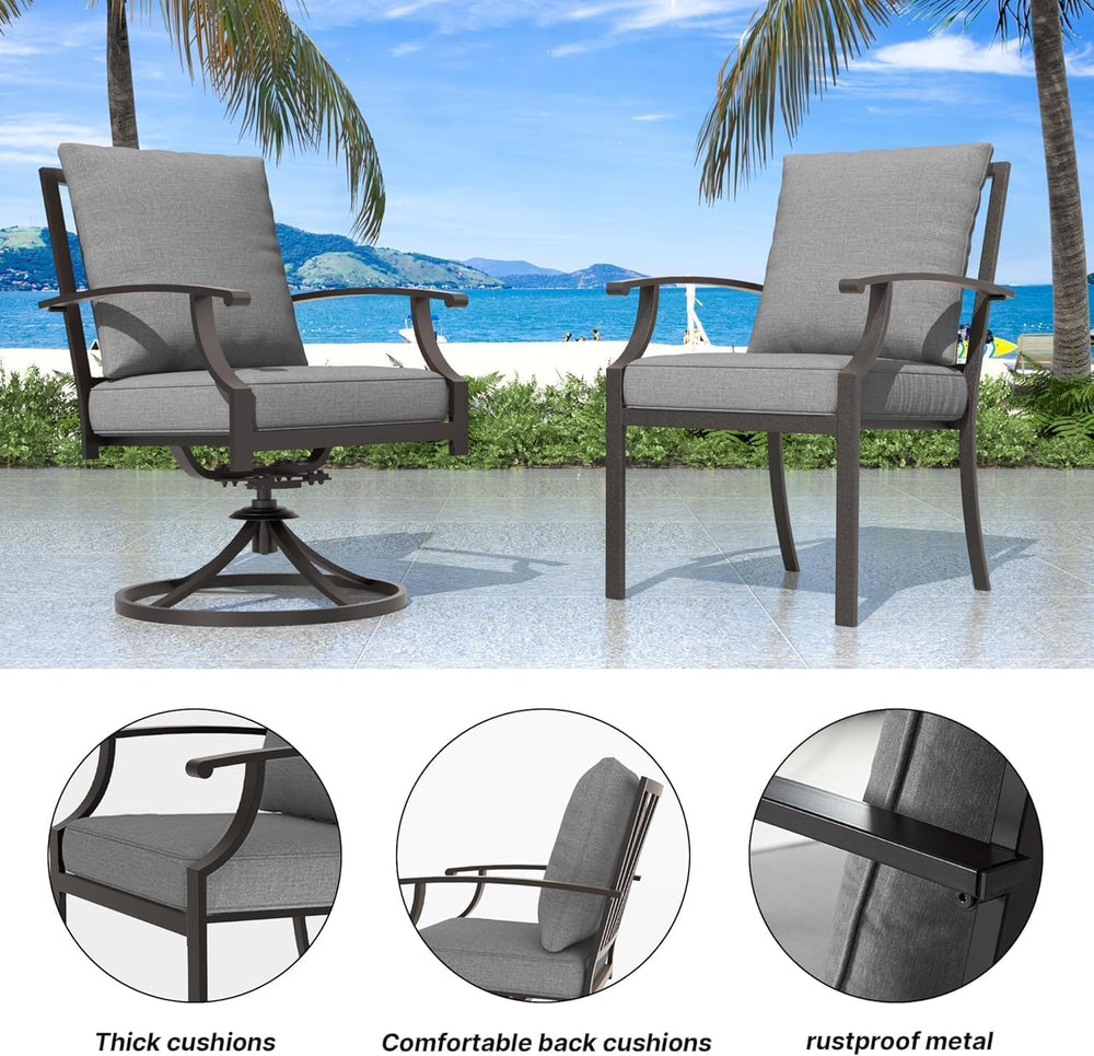 7 Pieces Outdoor Patio Dining Set,Patio Table and Chairs Metal Outdoor Patio ...