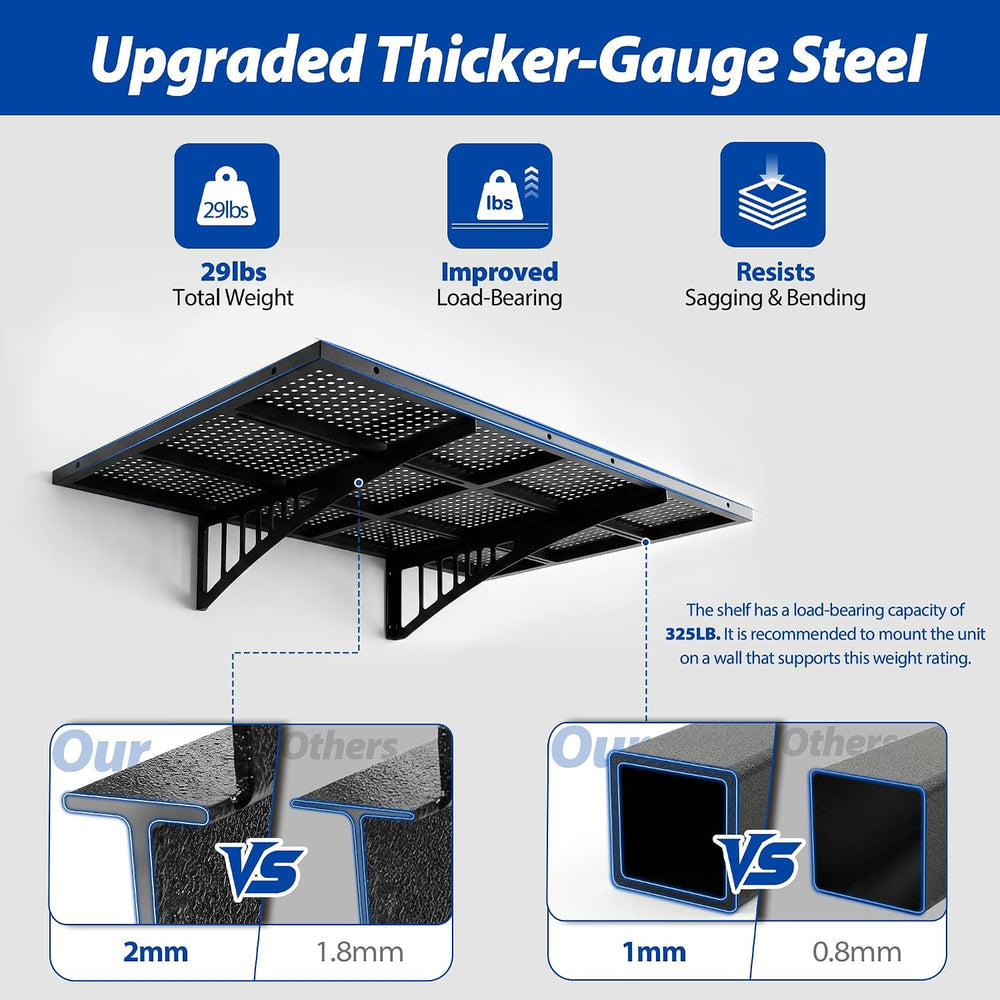 Avalution 2 Pack 2x3ft Garage Shelving Wall Mounted with Hooks,650lbs