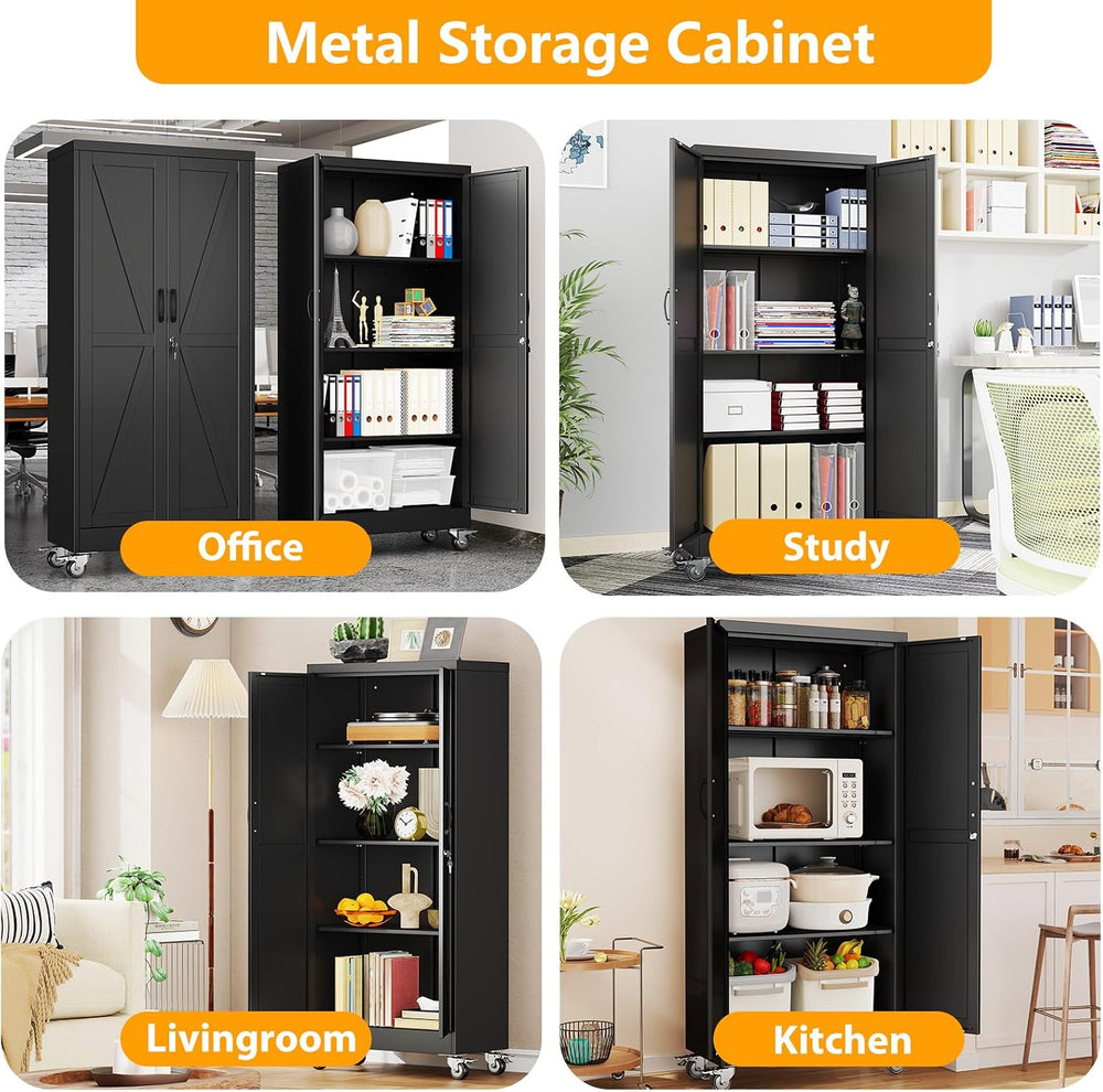 Ckzbx Metal Garage Storage Cabinet with Locking Doors and Adjustable Shelves,...