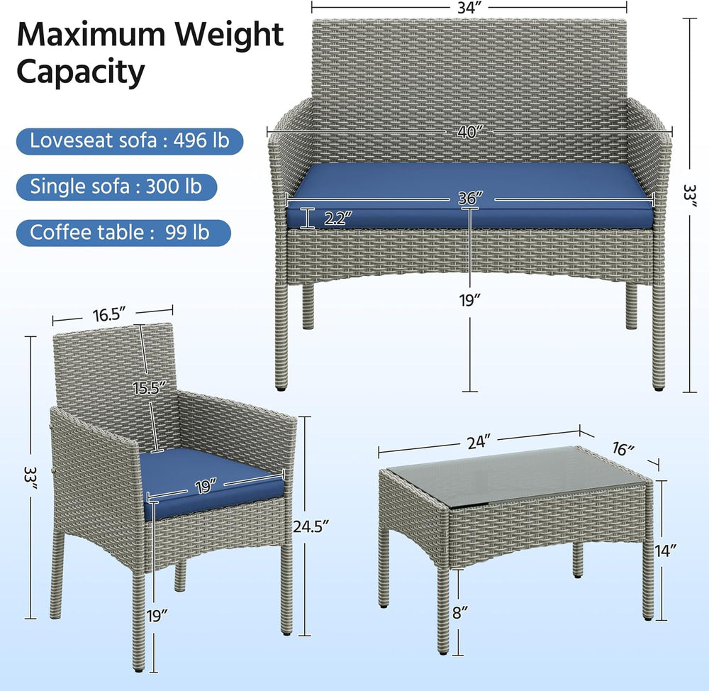 Yaheetech Patio Furniture Set 4 Pieces Conversation Sets, Rattan Chair Wicker...