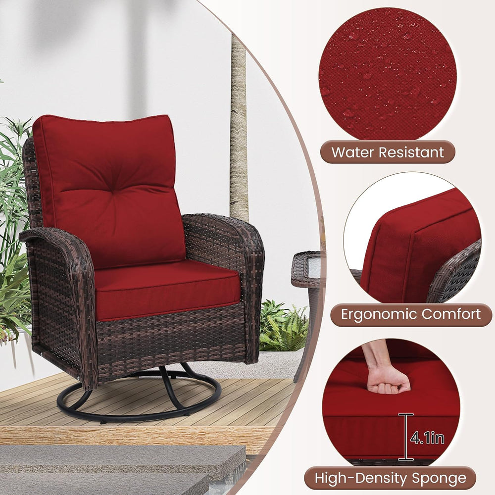 wildformers Luxury Outdoor Swivel Wicker Glider Patio Chairs with Table Set