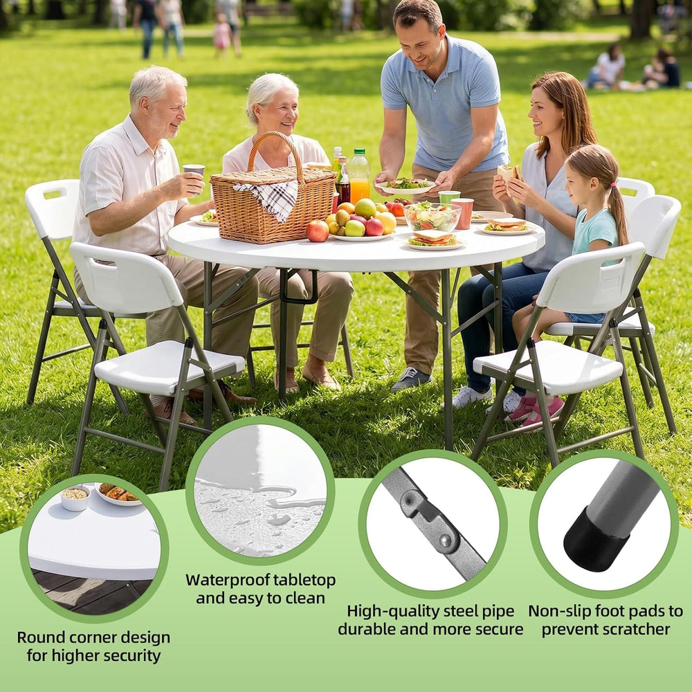 4FT Foldable Table,Folding Plastic Card Table with Handle