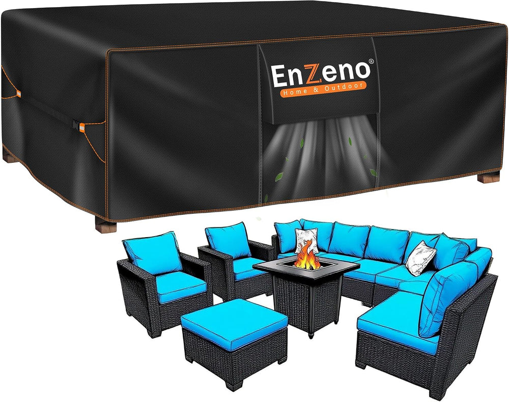 Enzeno Patio Furniture Cover Outdoor Waterproof 90" L x 90" W x 35&...