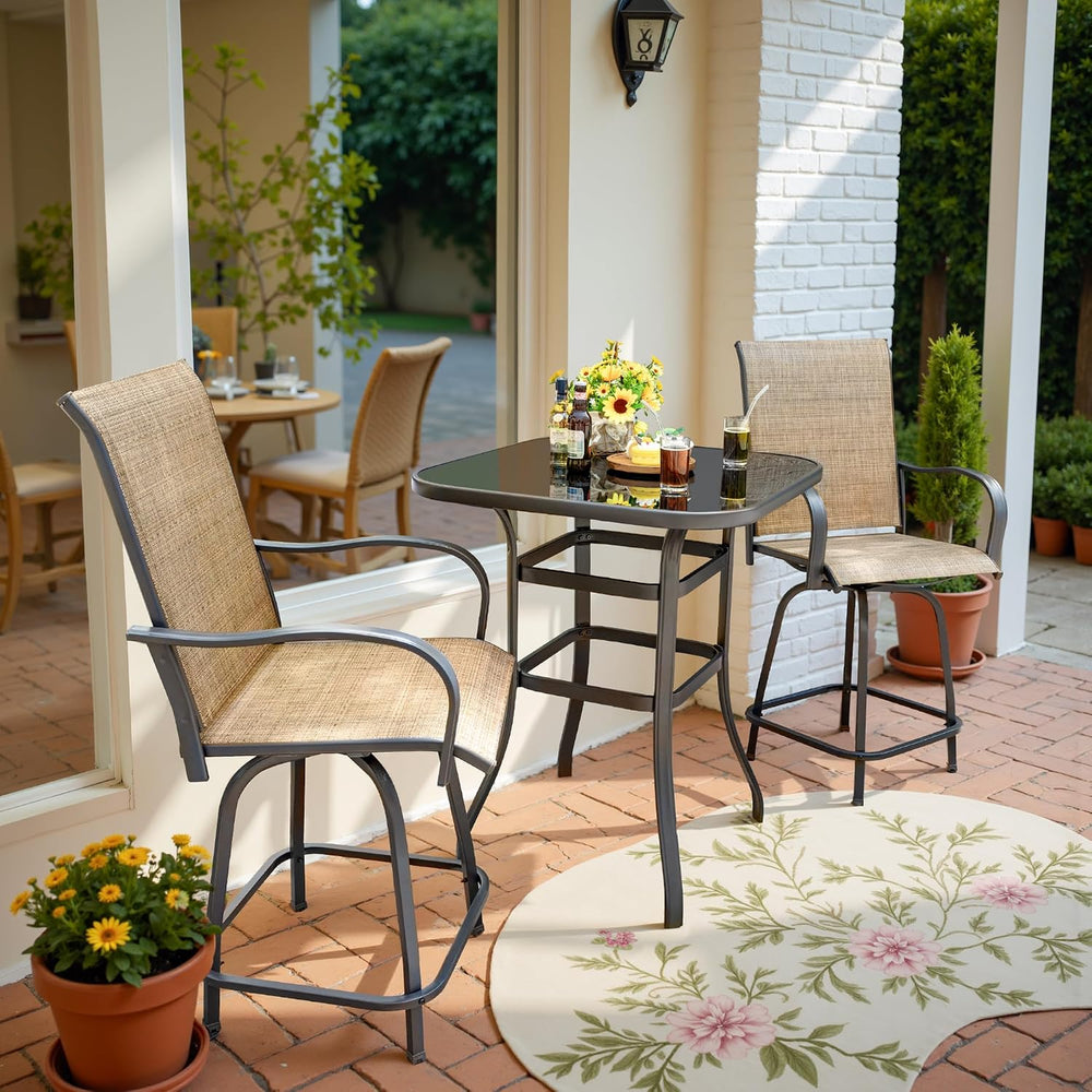 Devoko Patio Swivel Bar Set 3 Pieces