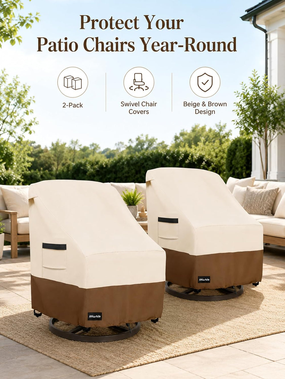 Outdoor Swivel Rocker Chair Cover 2 Pack,Patio Swivel Chair Covers for Outdoo...