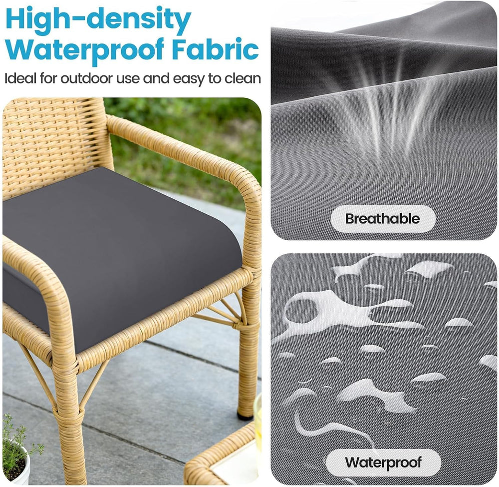 19 x 19 x 3 Inch Outdoor Patio Chair Cushions Set of 2, Grey