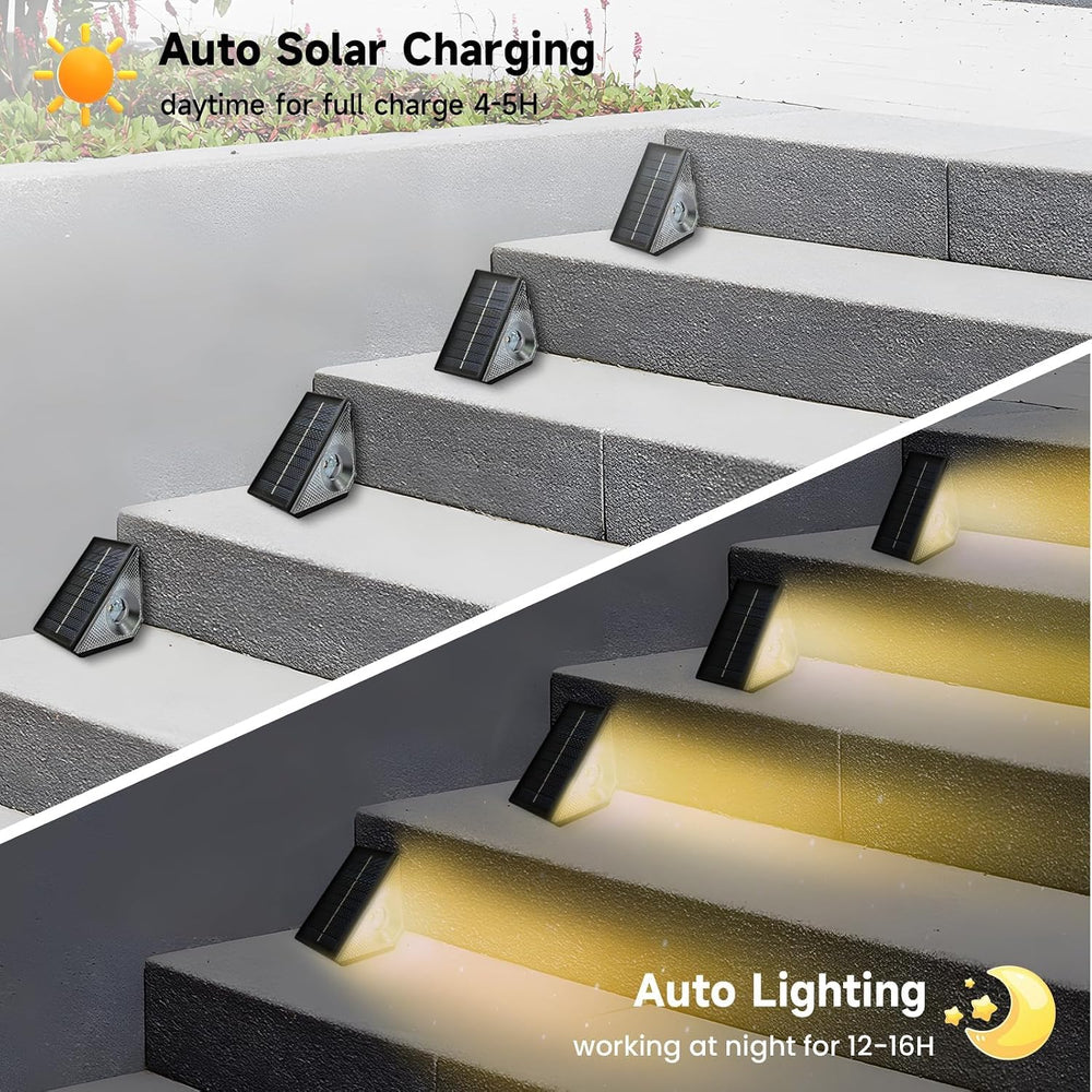 Solar Step Lights Outdoor, 6 Pack Solar Stair Lights Waterproof, Warm White/7...