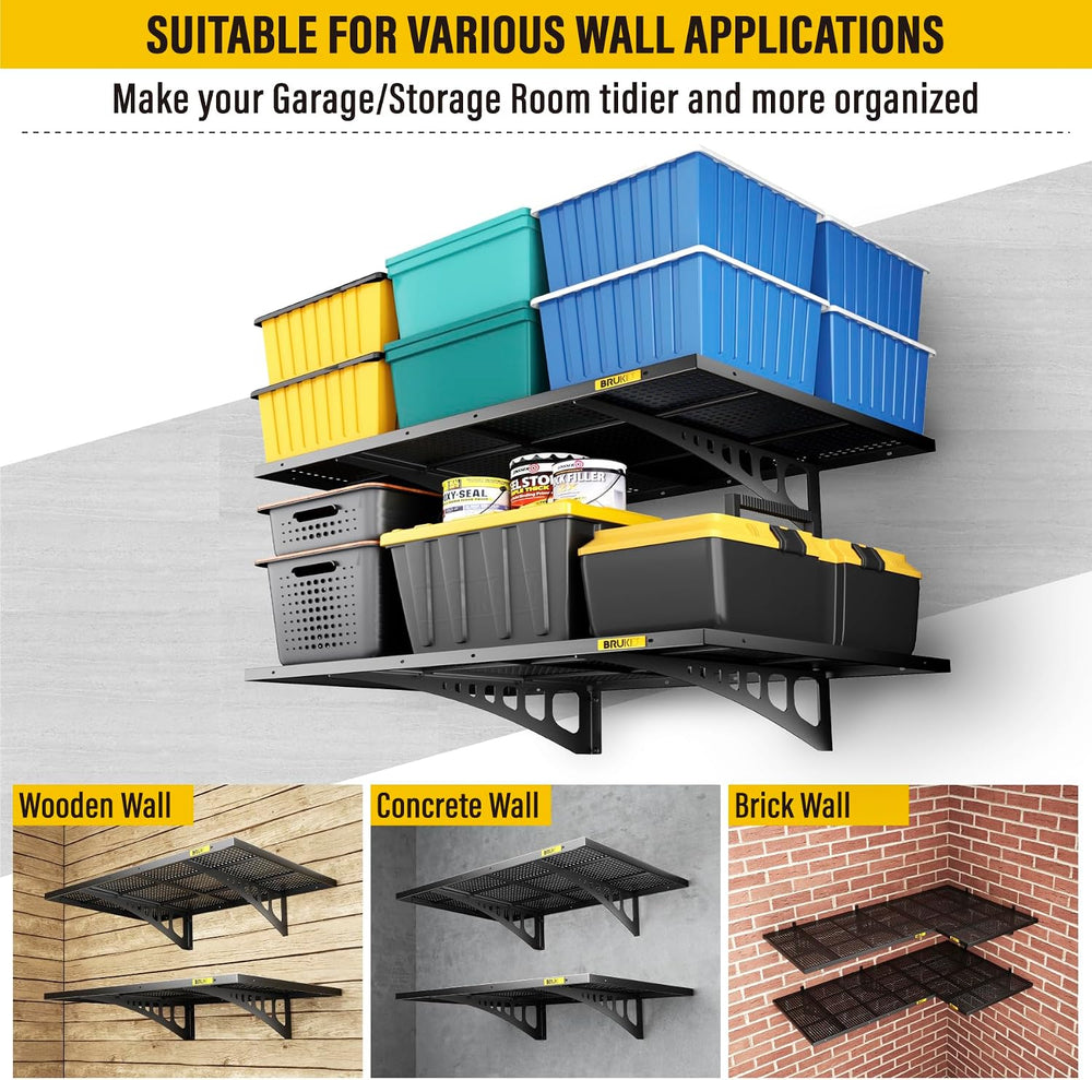 2Pack 2x3ft Adjustable Metal Garage Wall Shelving Heavy Duty Garage Storage S...