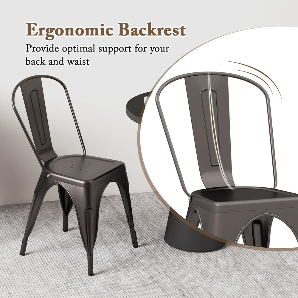 GIANTEX Metal Dining Chairs Set of 4, Farmhouse Kitchen Chairs with Removable...