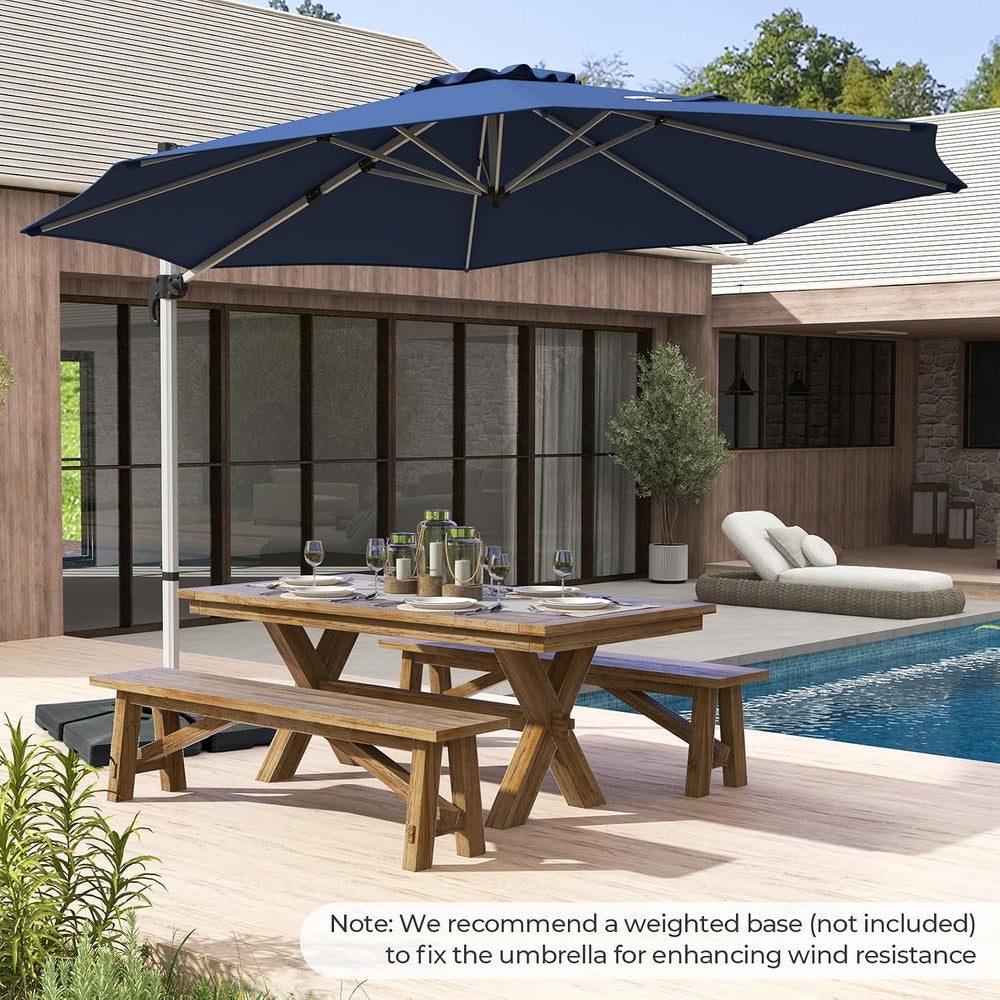 HAPPYGRILL 11 FT Cantilever Patio Umbrella, Outdoor Hanging Offset Umbrella w...
