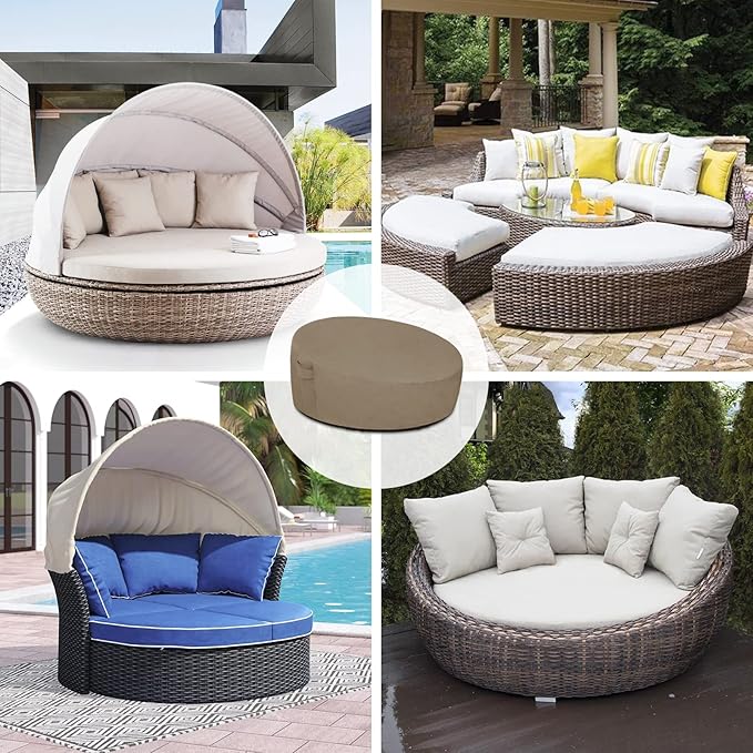 Easy-Going Heavy Duty 600D Outdoor Daybed Cover 75 Inch UV Resistant Patio Ro...