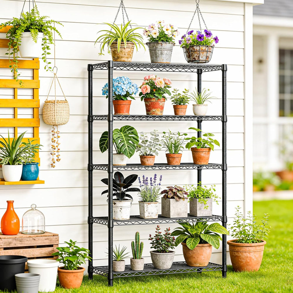 5-Tier Heavy Duty Metal Storage Shelving Unit, Adjustable Steel Wire Rack She...