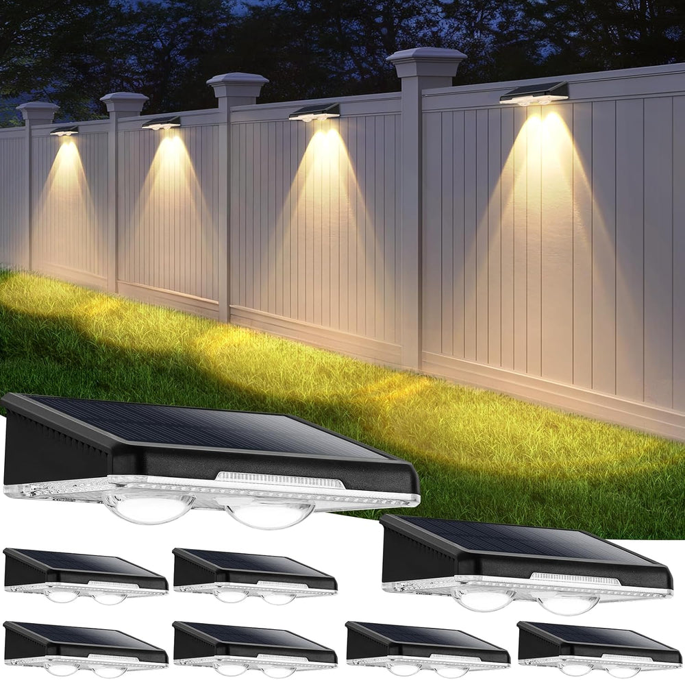Brightever Solar Fence Lights Outdoor Black 8-Pack, 3000K/5000K/6500K