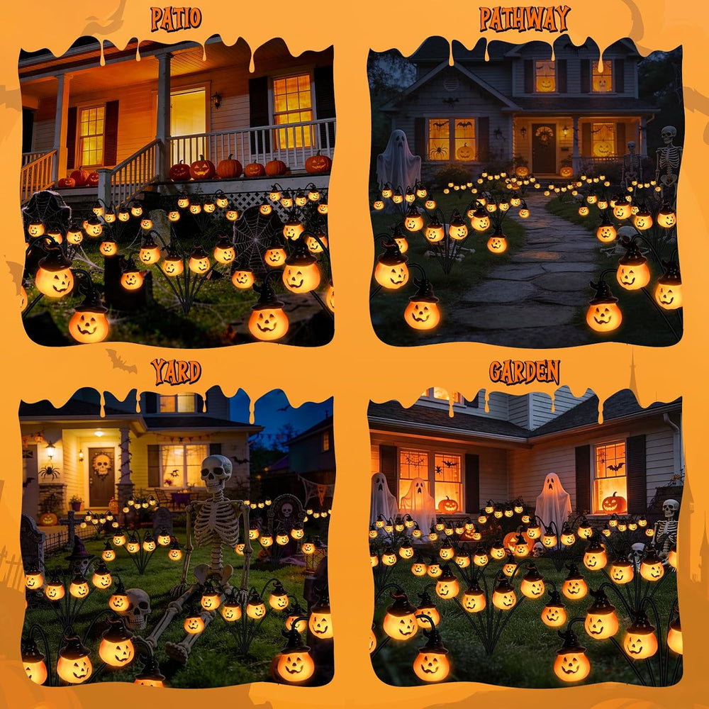 4 Pack Pumpkin Solar Halloween Lights Outdoor,Halloween Decorations