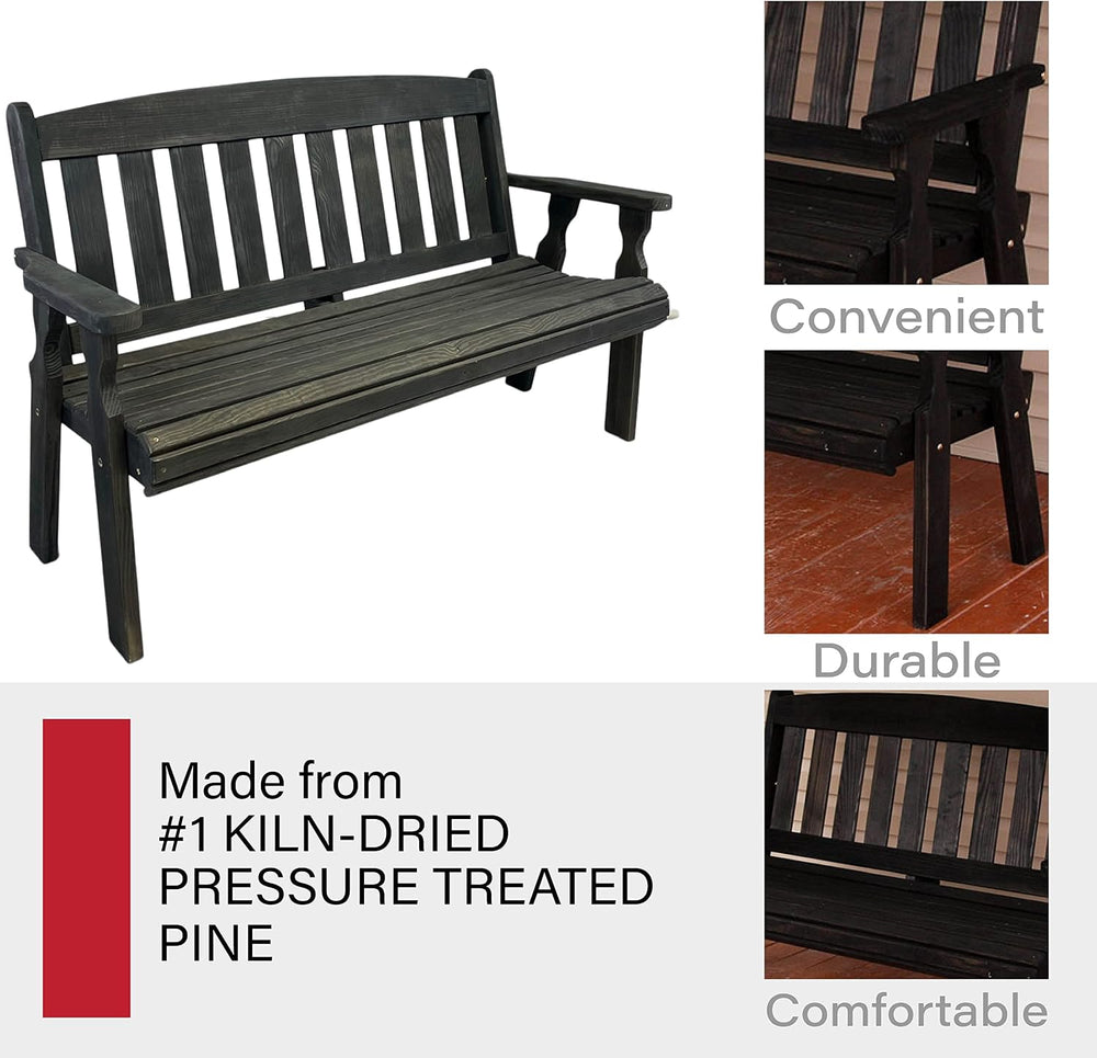 Amish Casual Outdoor Heavy Duty 800 LB Mission Pressure Treated Garden Bench(...