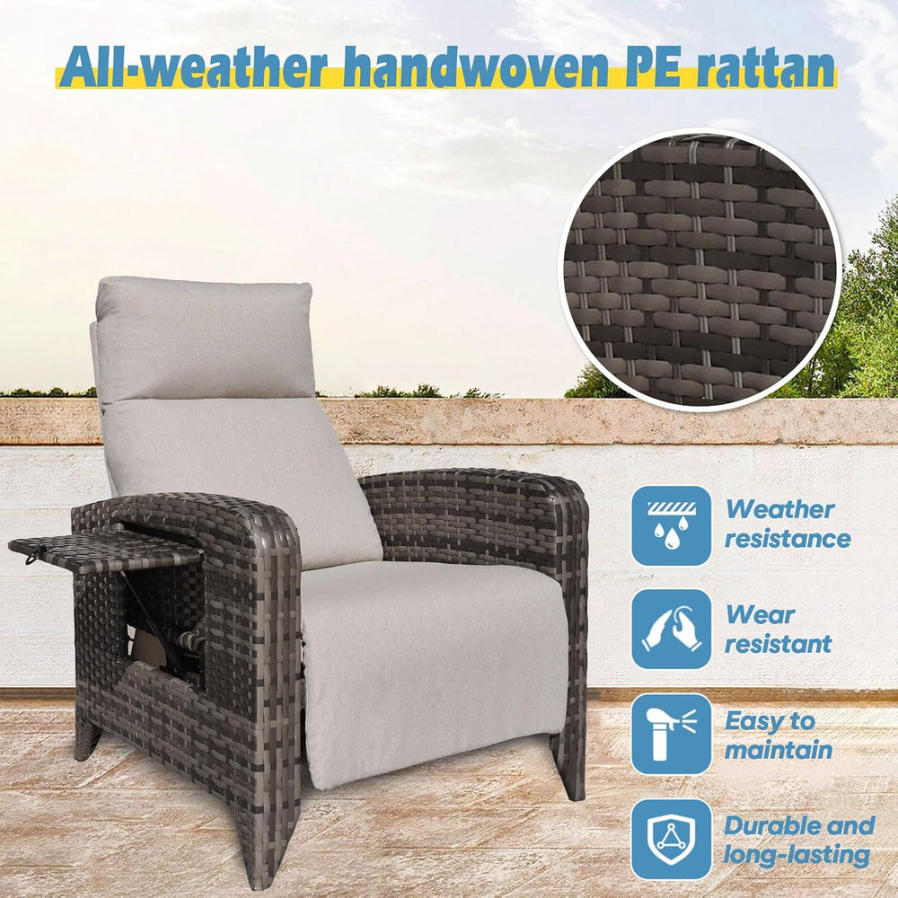 Upgraded Outdoor Recliner Chair, Reclining Patio Chairs with Adjustable Back ...