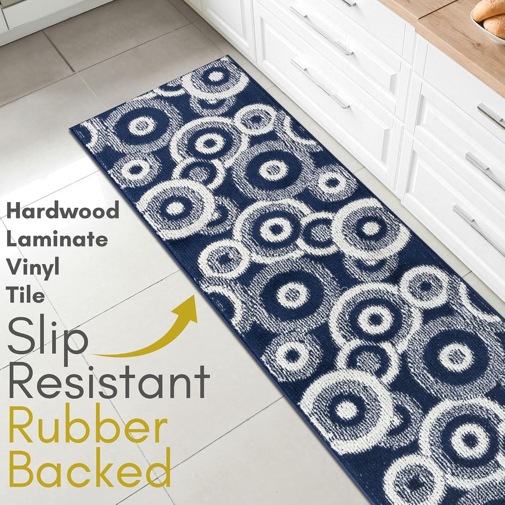25 ft Extra Long Blue Hallway Runner Rug | Non-Slip & Machine Washable | ...