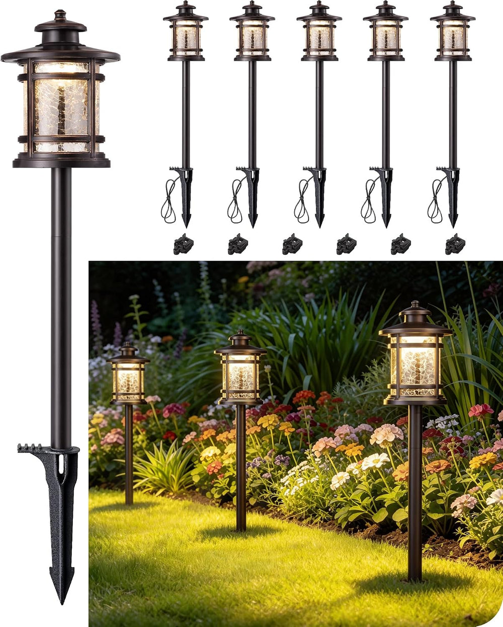EDISHINE Low Voltage Pathway Lights Waterproof Landscape Path Lights 6 Pack |...