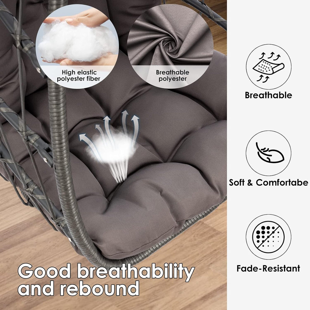 Egg Chair with Stand - Patio Rattan Wicker Hanging Swing Egg Chair Hammock Ch...