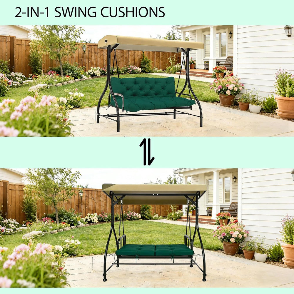 5" Thick Outdoor Porch Swing Cushions 60" Waterproof 3 Seater
