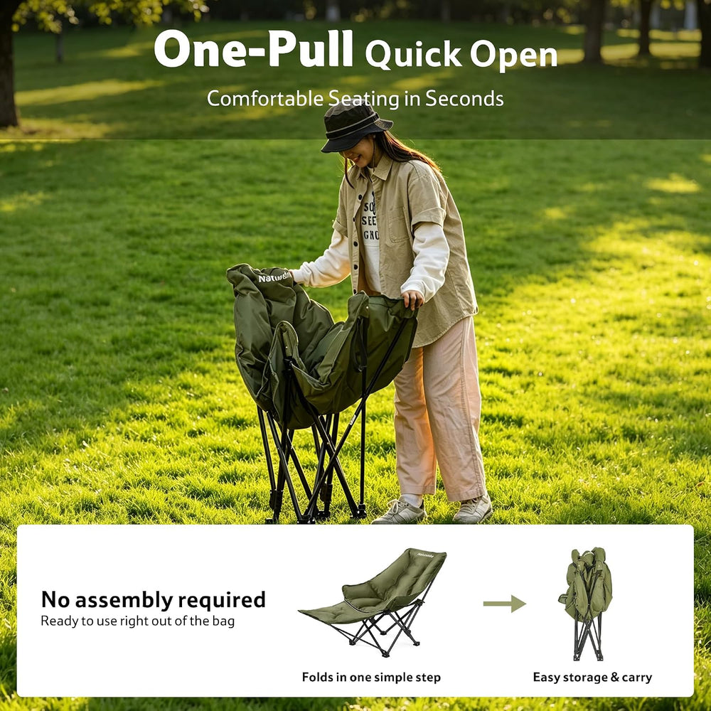 Naturehike Seastar Reclining Camping Chair, Padded Camp Chair with Detachable...
