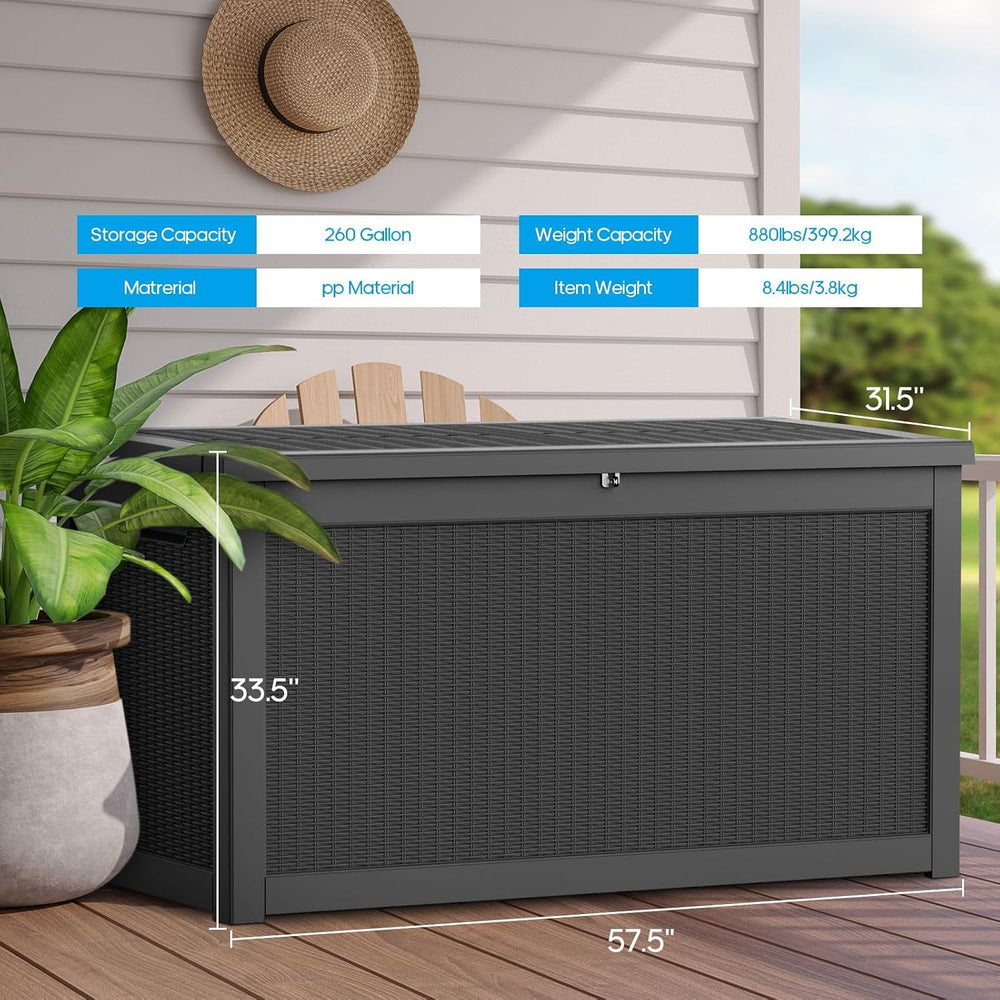 380 Gallon Heavy Duty Outdoor Storage Box, Extra Large Storage Organizer for ...