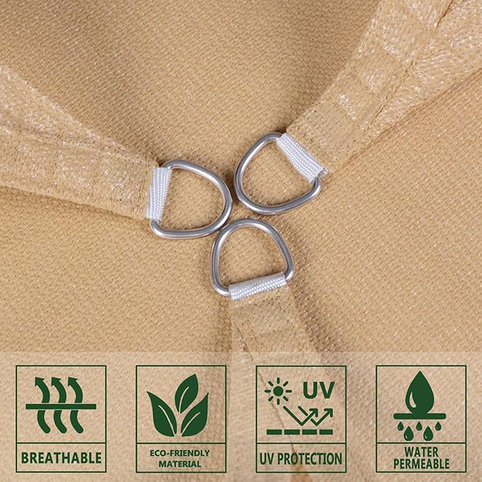 SUNLAX Sun Shade Sail 16' x 16' x 16' Sand Triangle Canopy Sail S...