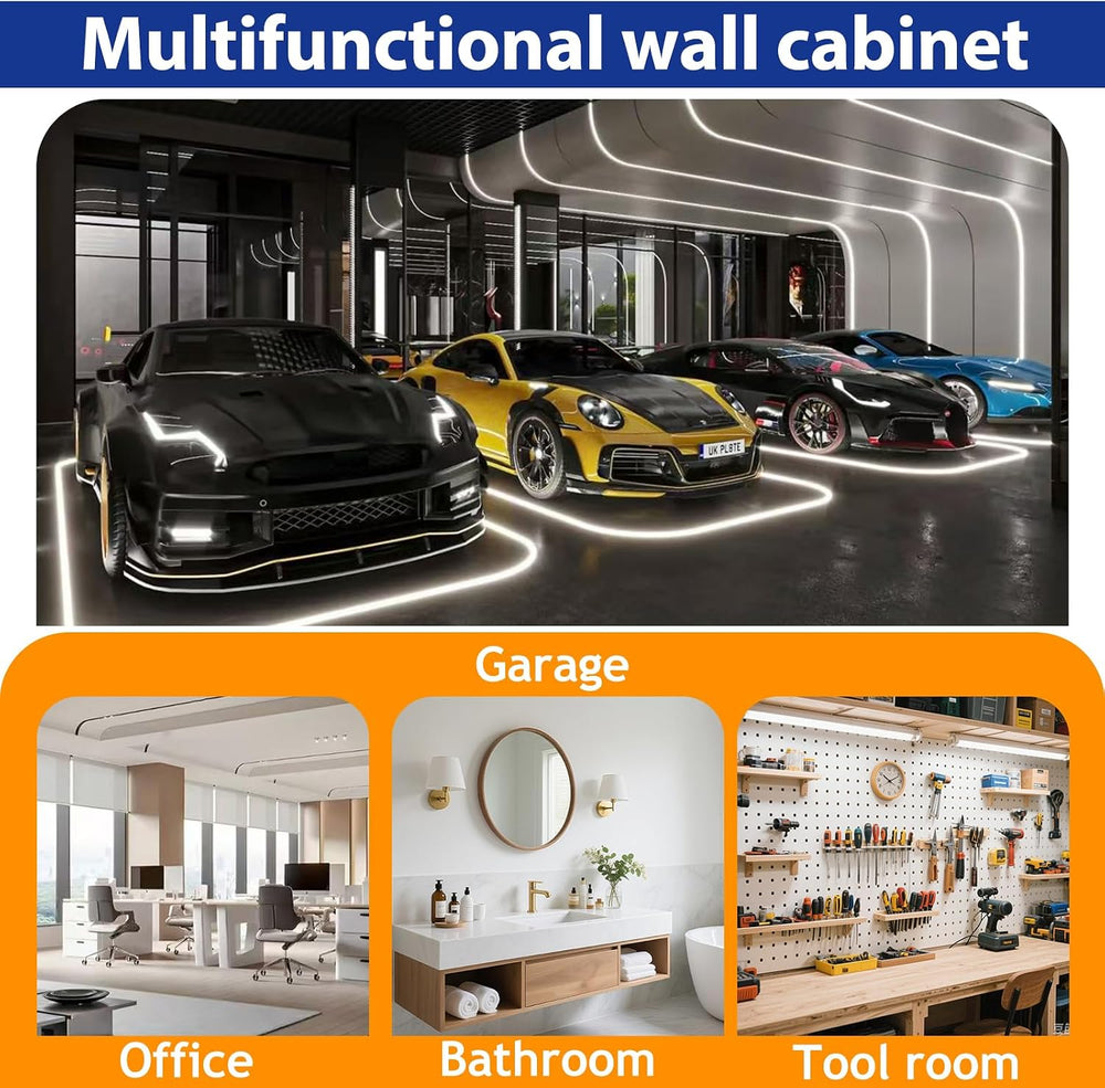 GAIOUS Metal Garage Wall Cabinet with Lock, Wall Mounted Steel Tool Cabinet