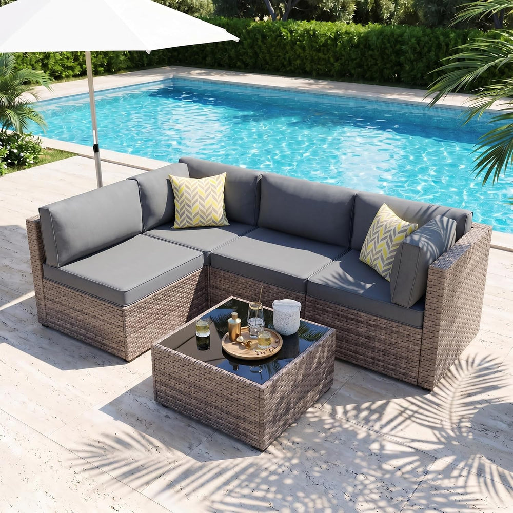 SUNLEI 8 PCS Patio Furniture Set with 45" 50000BTU Gas Propane Fire Pit ...