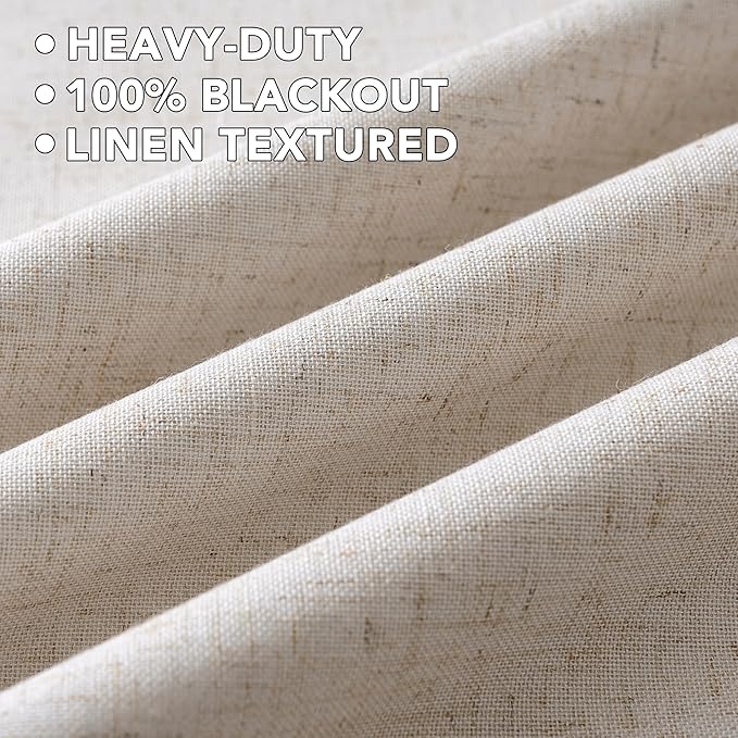 H.VERSAILTEX Linen Curtains 100% Blackout Curtains for Bedroom 84 inch Long F...