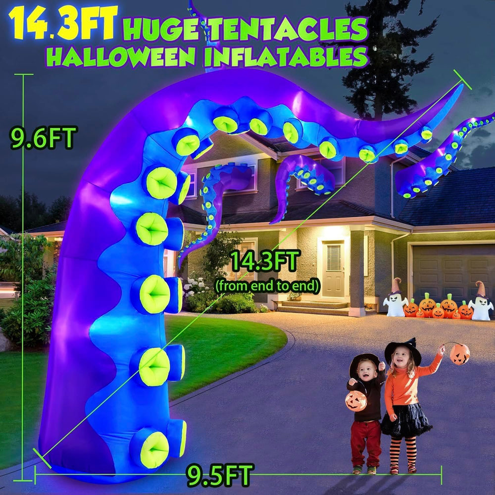 1PCS 14.3FT Giant Halloween Inflatables Octopus Tentacles, Huge Halloween Dec...