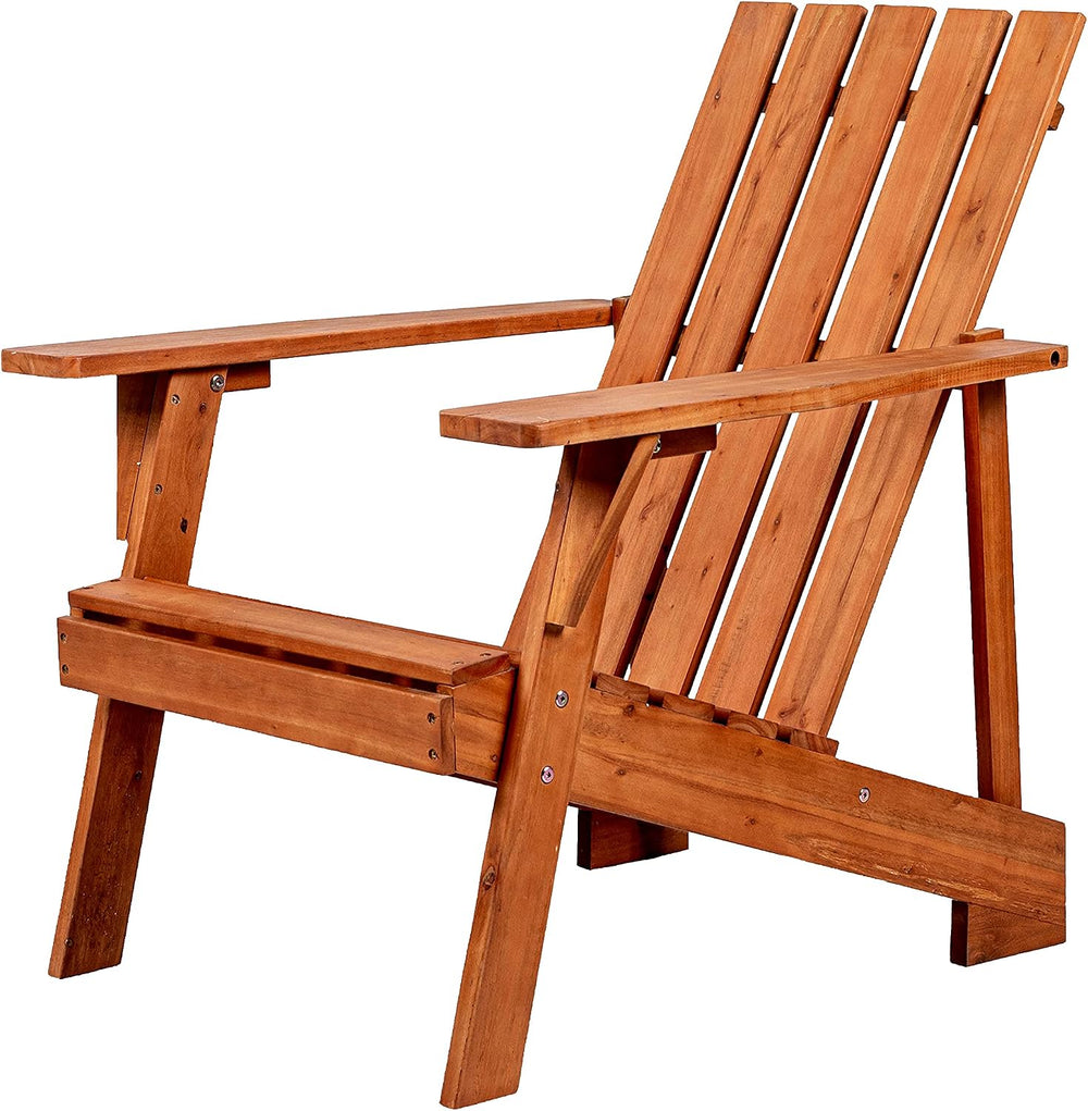 JONATHAN Y Irving 32" Solid Acacia Wood Adirondack Chair, Light Brown