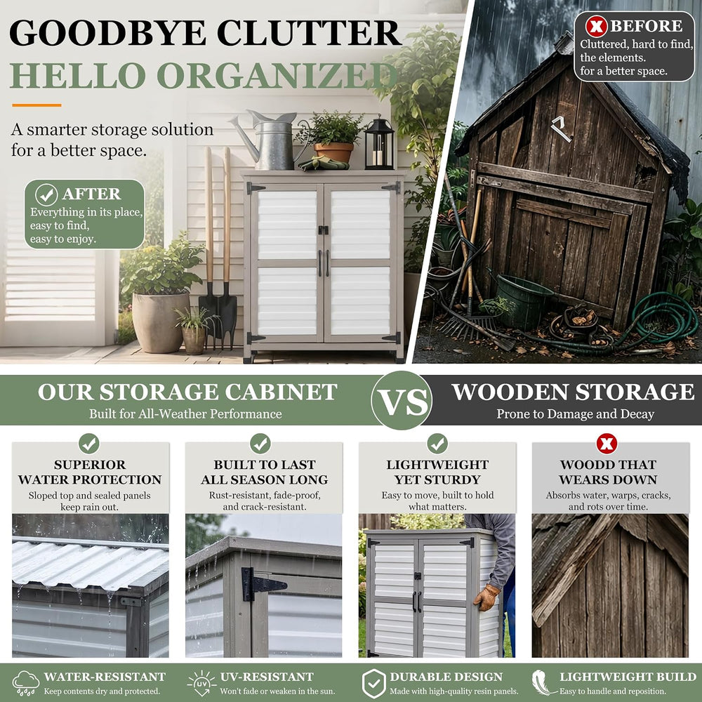 Gowoodhut Outdoor Storage Cabinet with Shelve Garden Patio Tool Storage