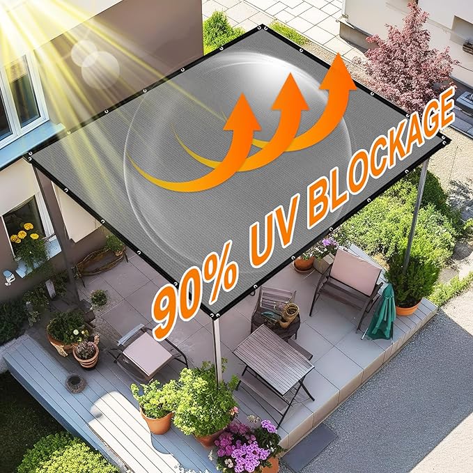 Artpuch 90% Sun Shade Cloth, 3 x 12 FT Pergola Shade Cover Canopy with Gromme...