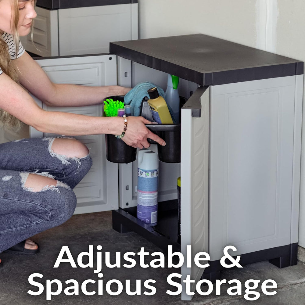 Sunnydaze 25.5" Garage Storage Cabinet with Adjustable Shelf, Gray