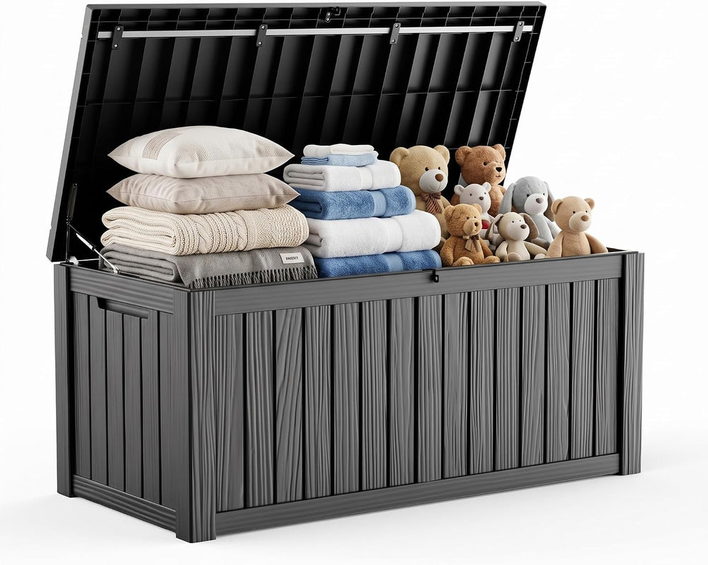 240 Gallon Outdoor Storage Box, Black Deck Storage Cabinet