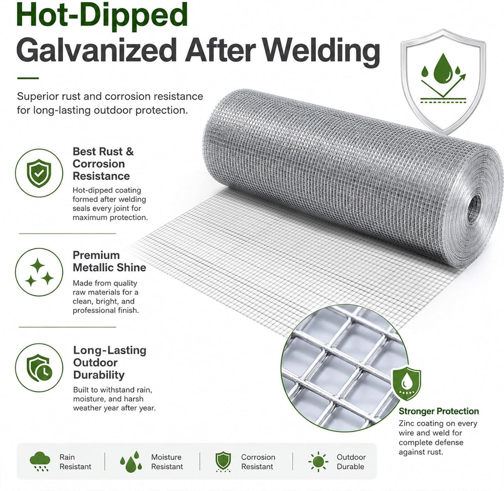 Hardware Cloth 1/2 in. x 4 ft. x 100 ft. 19-Gauge | Wire Mesh Roll, Chicken W...