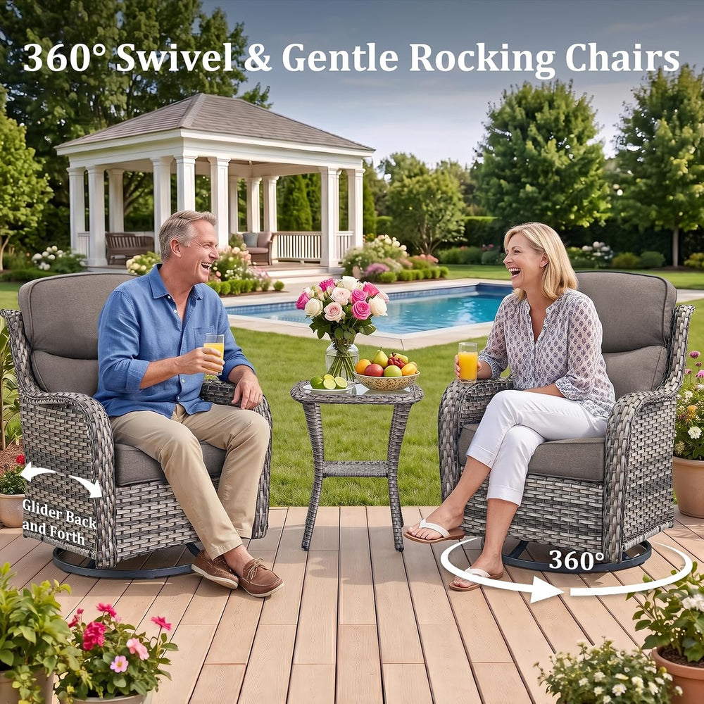 Swivel Patio Chairs Sofa Set of 6-6" Thick Cushion - Wicker Outdoor Swiv...