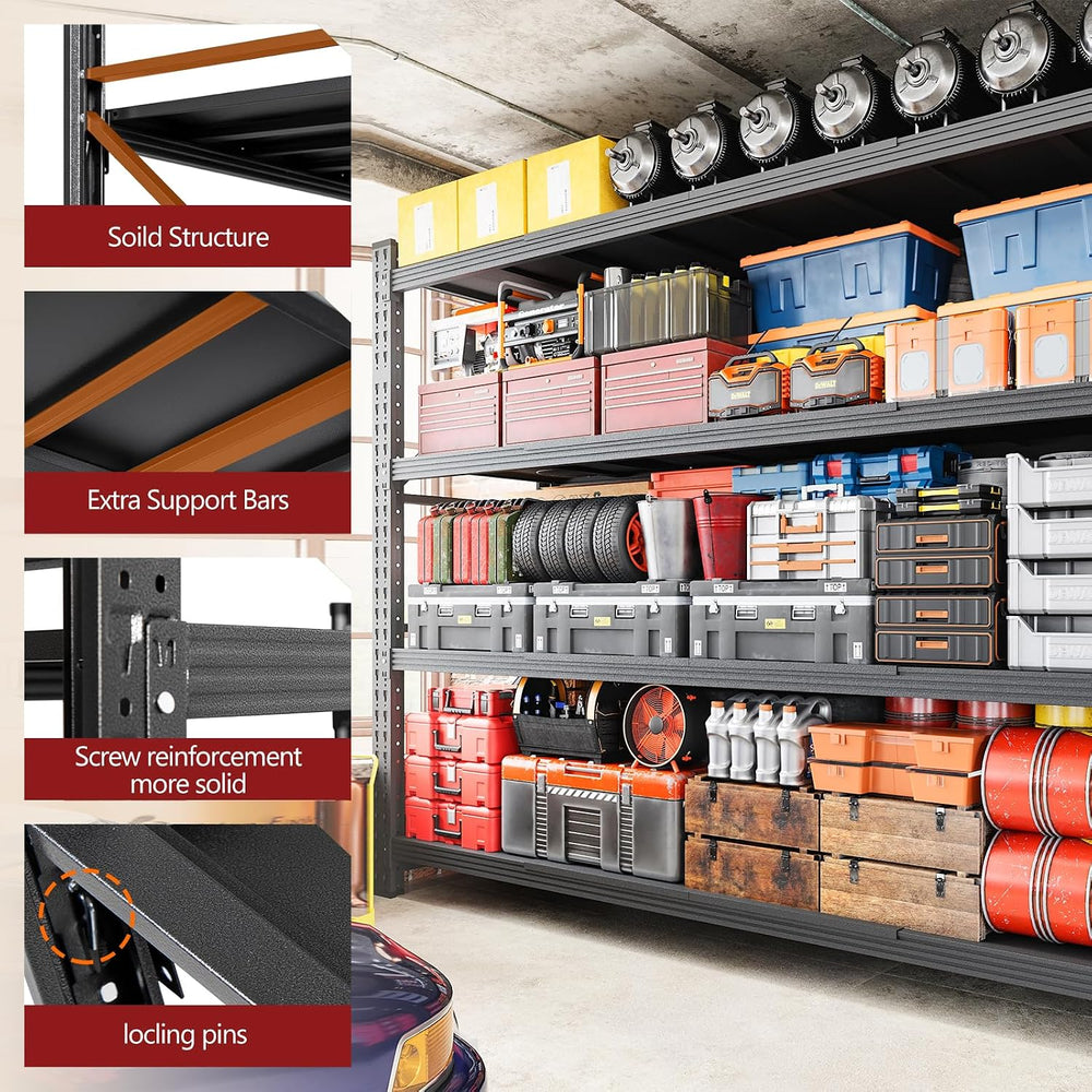 RAVIGIN 7000LBS Storage Shelves,79" W Garage Shelving Heavy Duty Metal A...