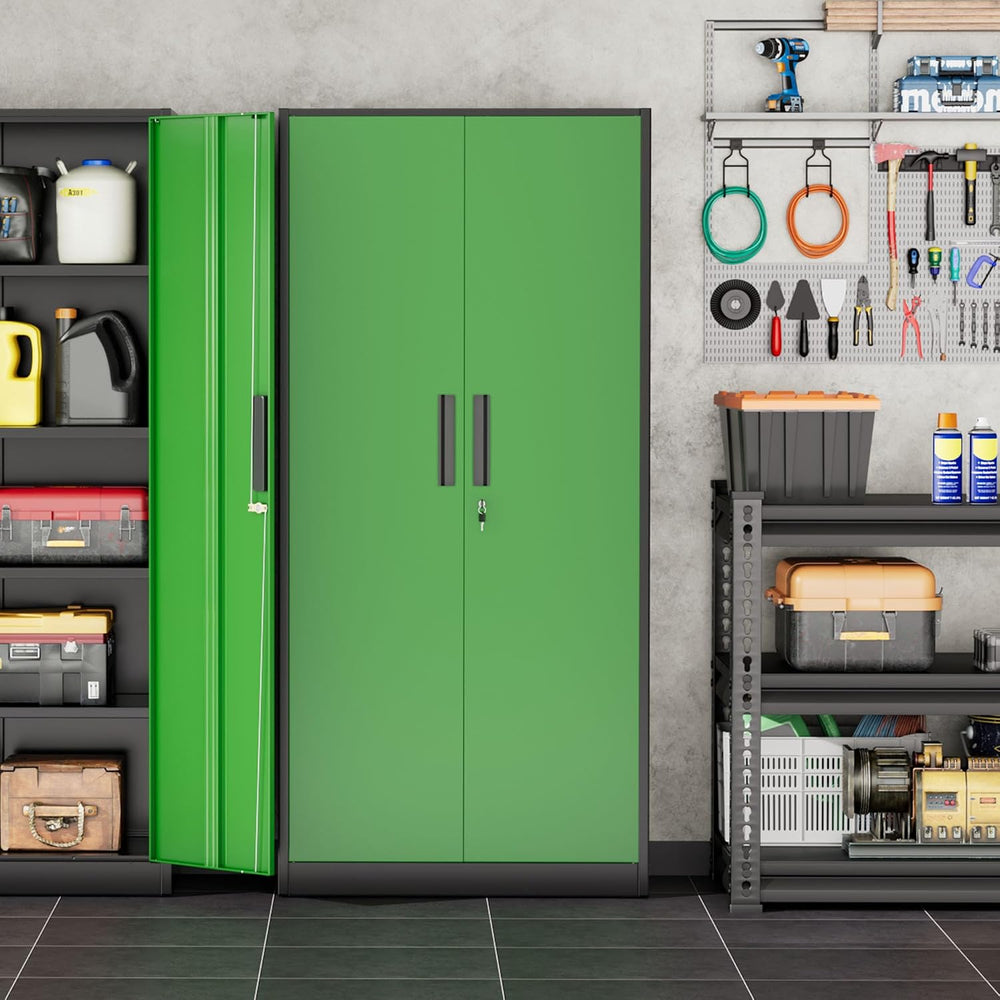 Storage Cabinet with Doors and Shelves, Metal Garage Storage Cabinets with Lo...