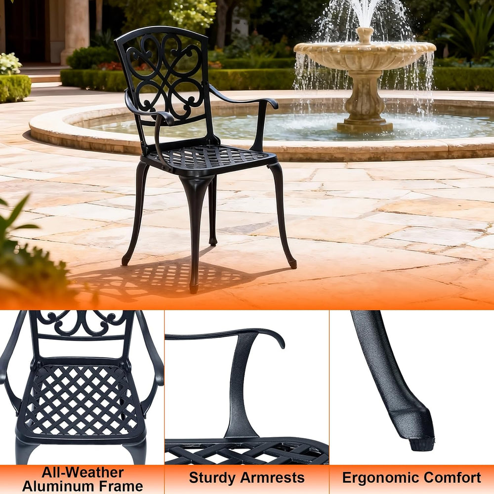 3 Piece Patio Bistro Set with Cushions, Outdoor Bistro Table and Chairs Set o...