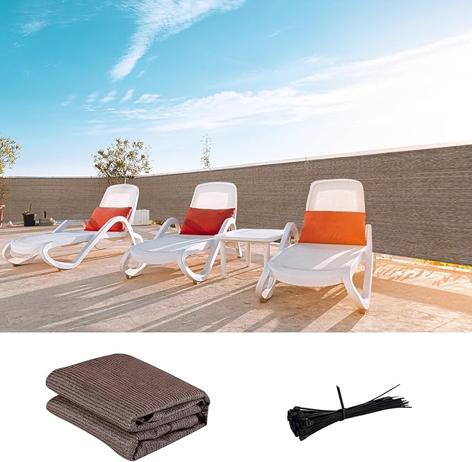 LOVE STORY Custom Size 3.3'x7' Brown Balcony Privacy Screen,UV Block ...