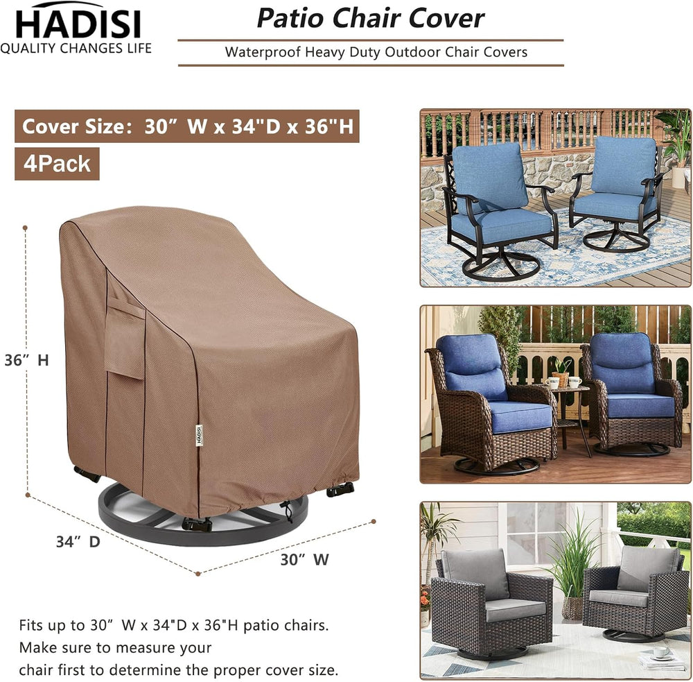 Patio Chair Covers for Outdoor Furniture Waterproof 4 Pack, Heavy Duty Waterp...