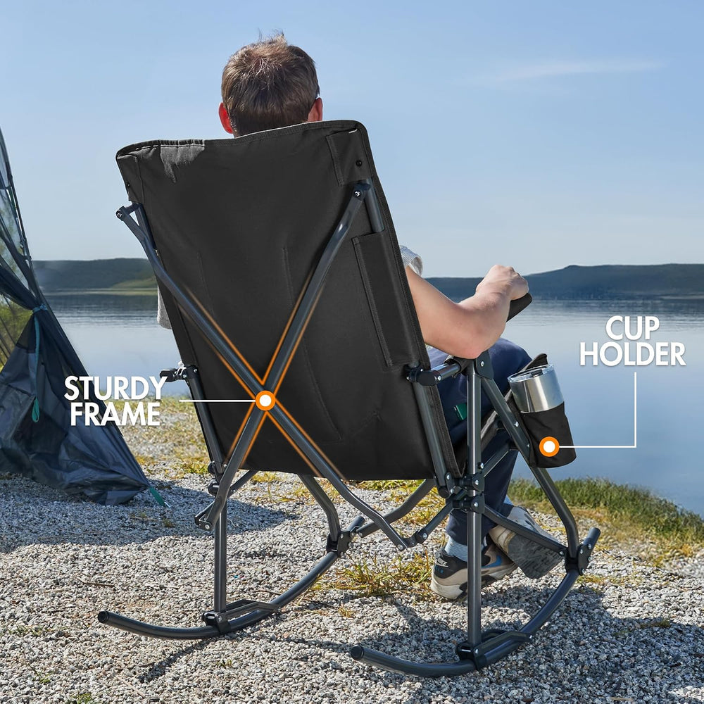 Portal Oversized Folding Rocking Chair, 400 lbs Capacity for Camping