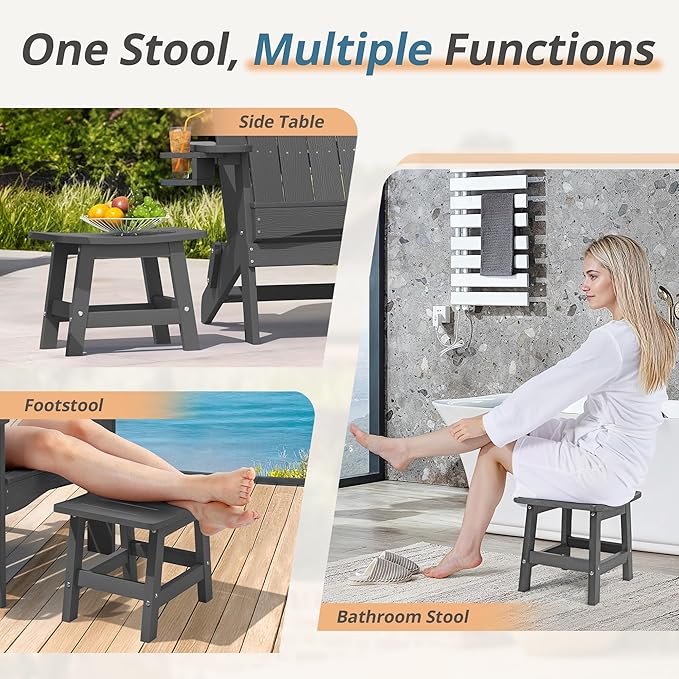 LUE BONA Outdoor Adirondack Ottomans, Footrest Footstool Set of 2, Outdoor Fo...