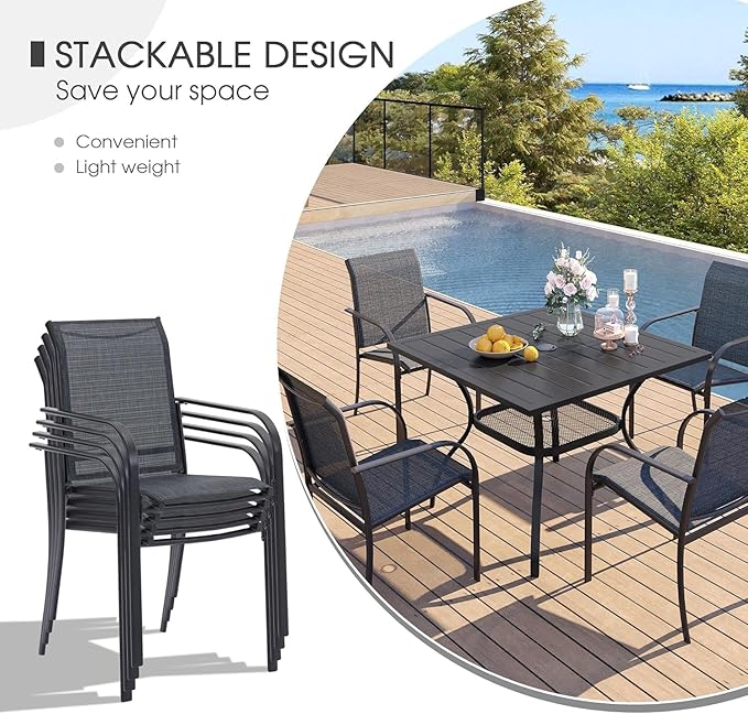 VICLLAX Patio Dining Set for 6, Outdoor Furniture Set Includes 47.2" Rou...