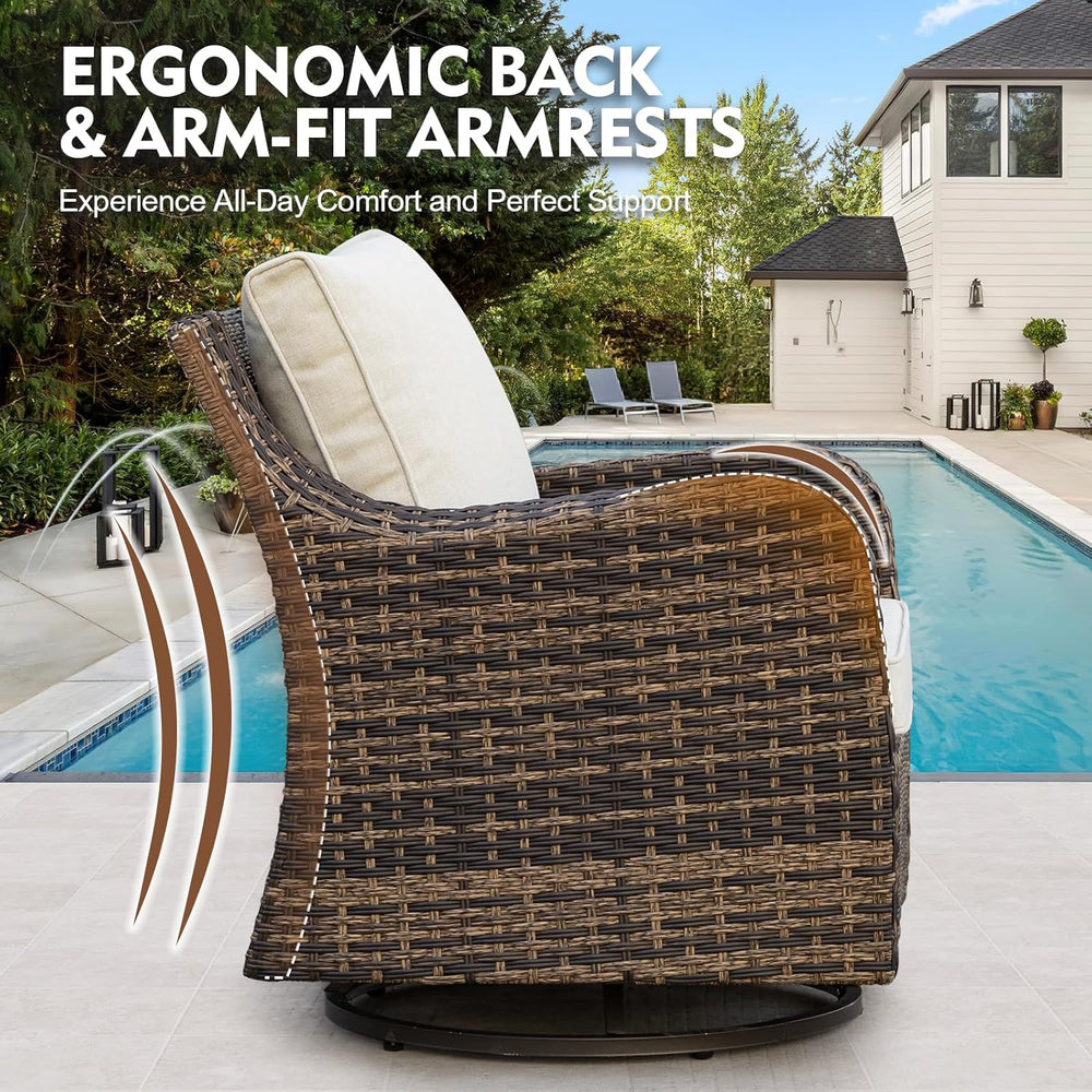 MEISSALIVVE 7 Pieces Patio Furniture Set with Swivel Chair, Outdoor Patio Con...